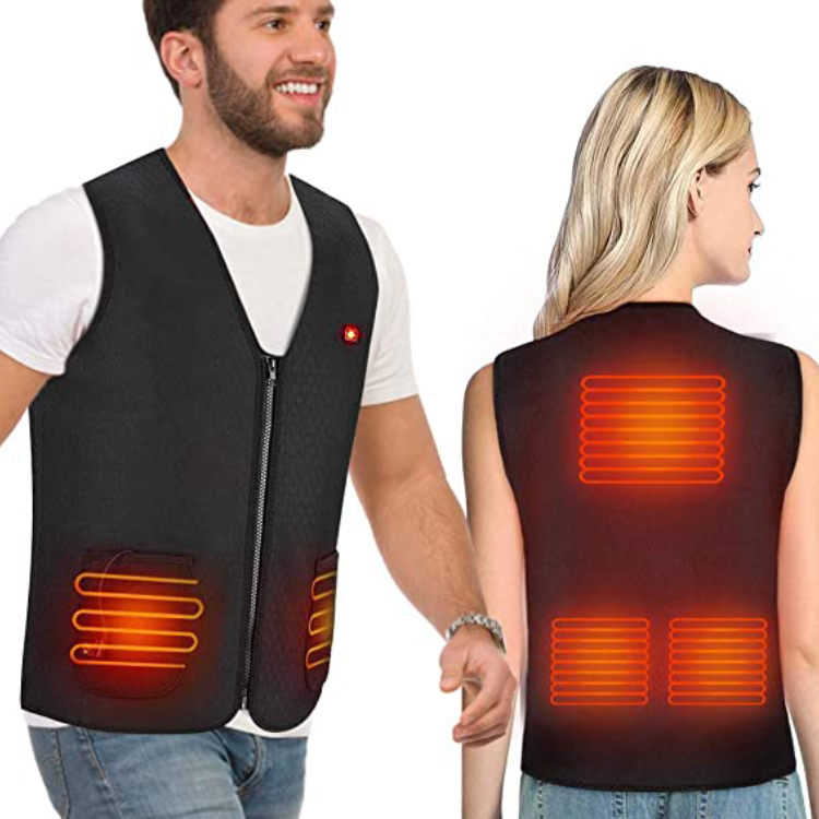 Black Neoprene Sleeveless Warming USB Rechargeable Hunting Washable Heated Clothing Heated Vest Men