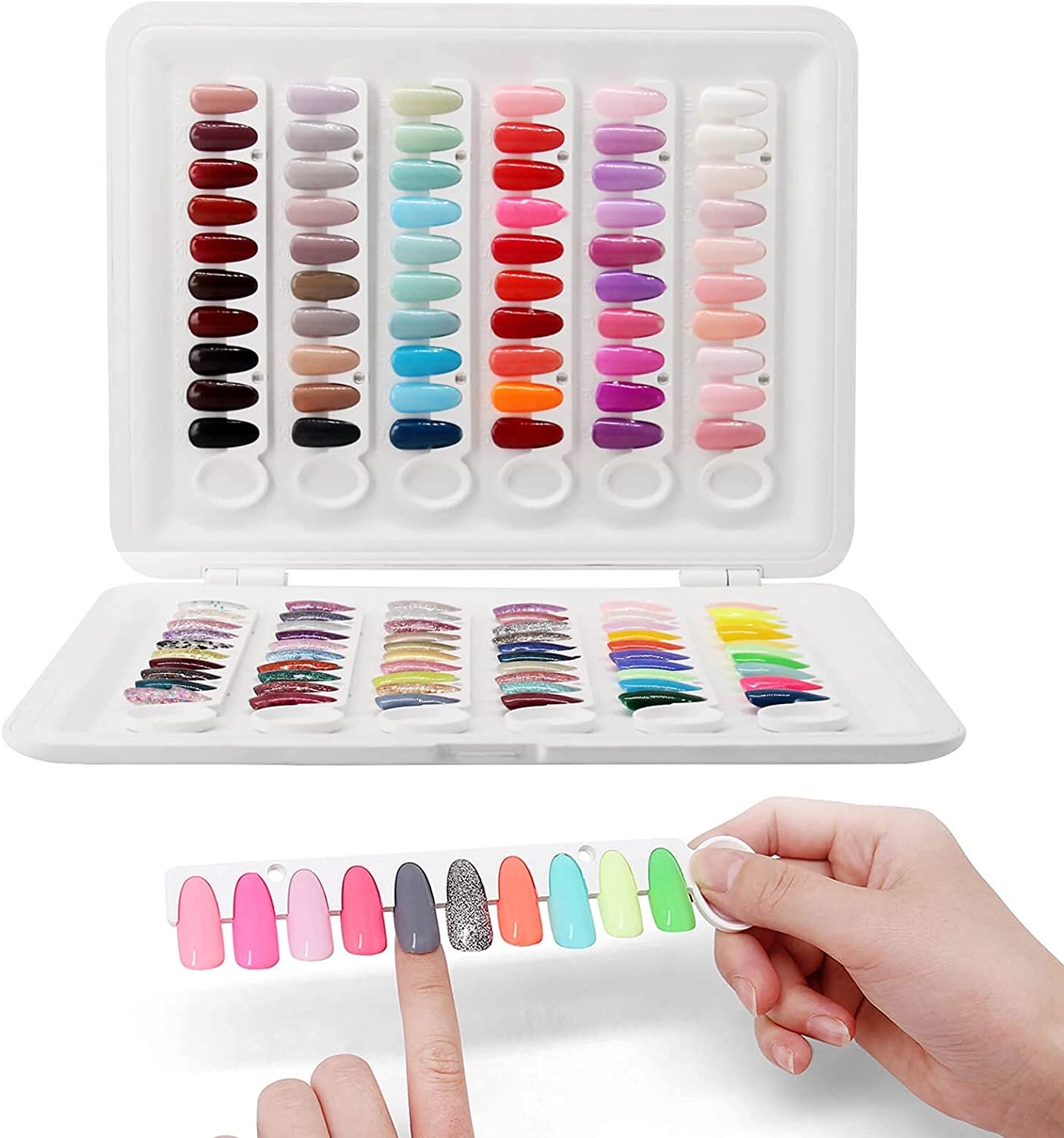 nail art swatch 120 colors album gel polish sample book false tips nail showing shelf display nail color chart
