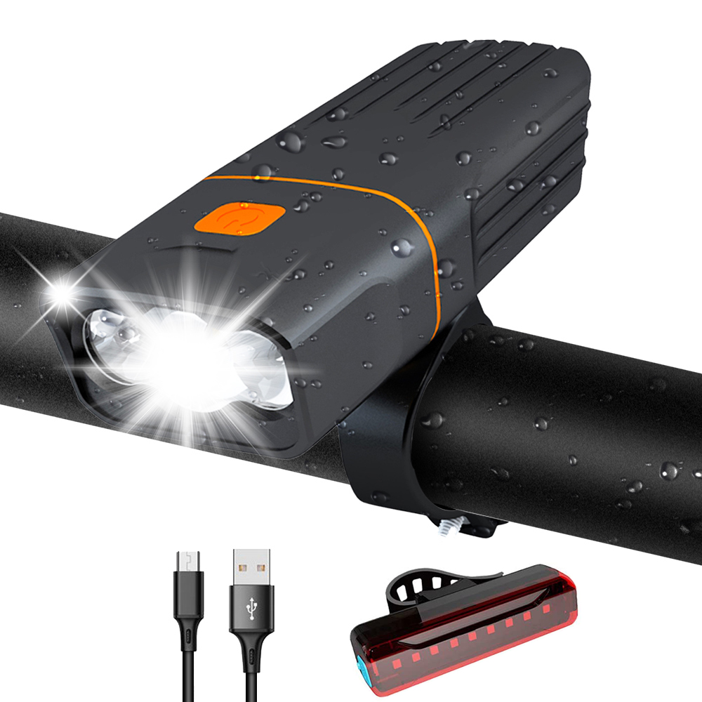 Перезаряжаемый от USB водонепроницаемый велосипедный светодиодный фонарь для комплектов велосипедов передний и задний фонари с блоком питания