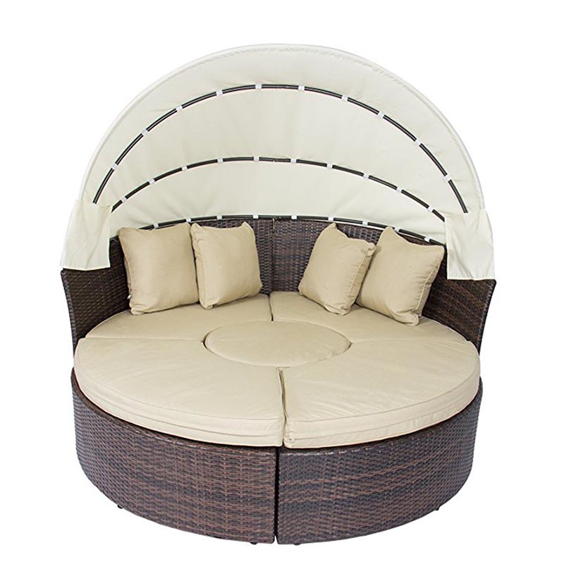 patio garden outdoor wicker sun bed chaise lounge rattan daybed furniture