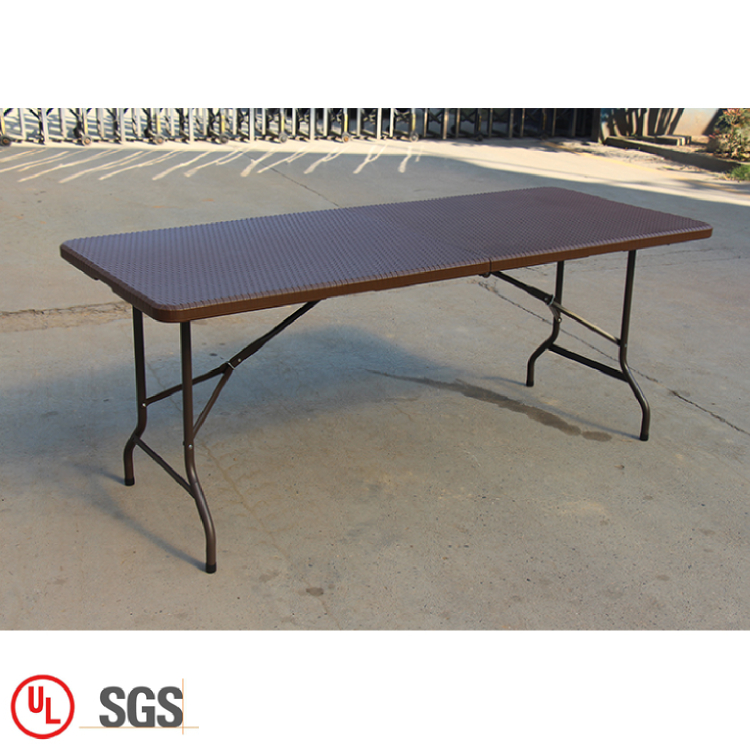 Wholesale folded portable kitchen table brown rectangle folding restaurant rectangle plastic table