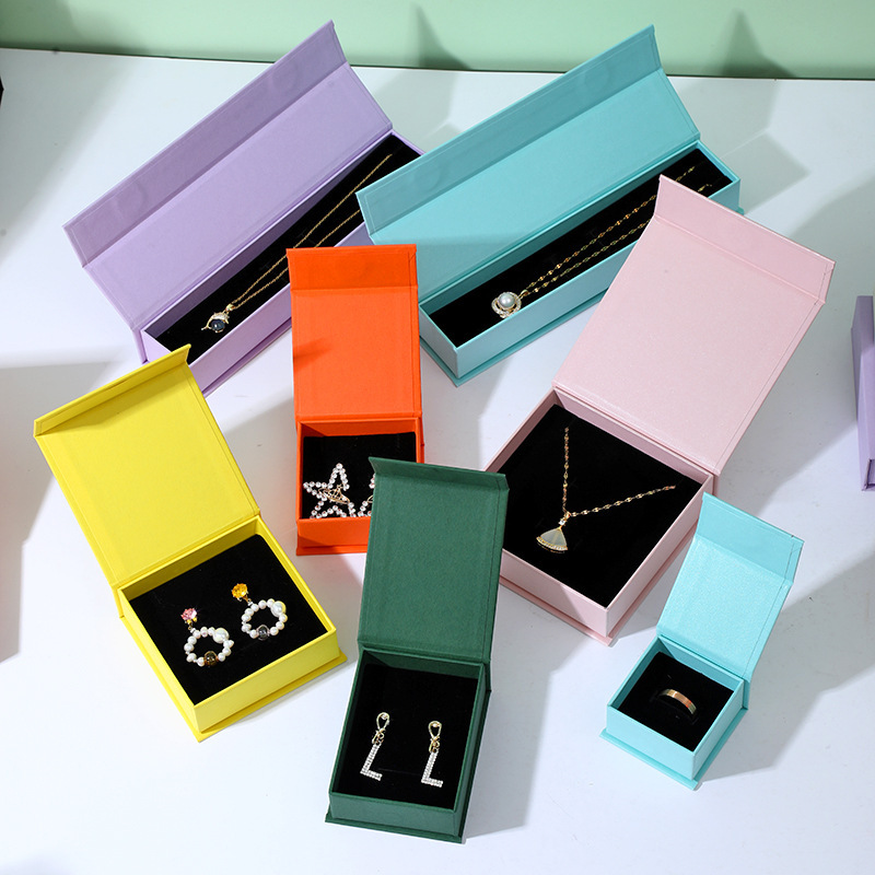 Custom flip book shaped boxes fashion necklace earrings bracelet rings packaging box with logo jewelry boxes packaging