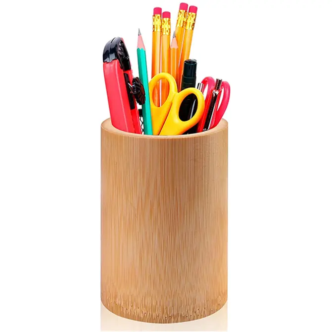 Round Shape Wooden Pencil Pen Holder Desk Pen Pencil Holder Stand Multi Purpose Use Pencil Cup Pot Desk Organizersk Organizer