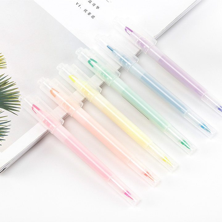New Desgin Round Shape Highlighter Pen, Hot Sale Dual Tip Colorful Highlighter Pens Set for Student Use