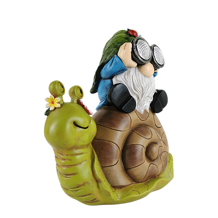 Custom resin sculpture cartoon dwarf suit white beard grandpa solar panel garden decorative lamp