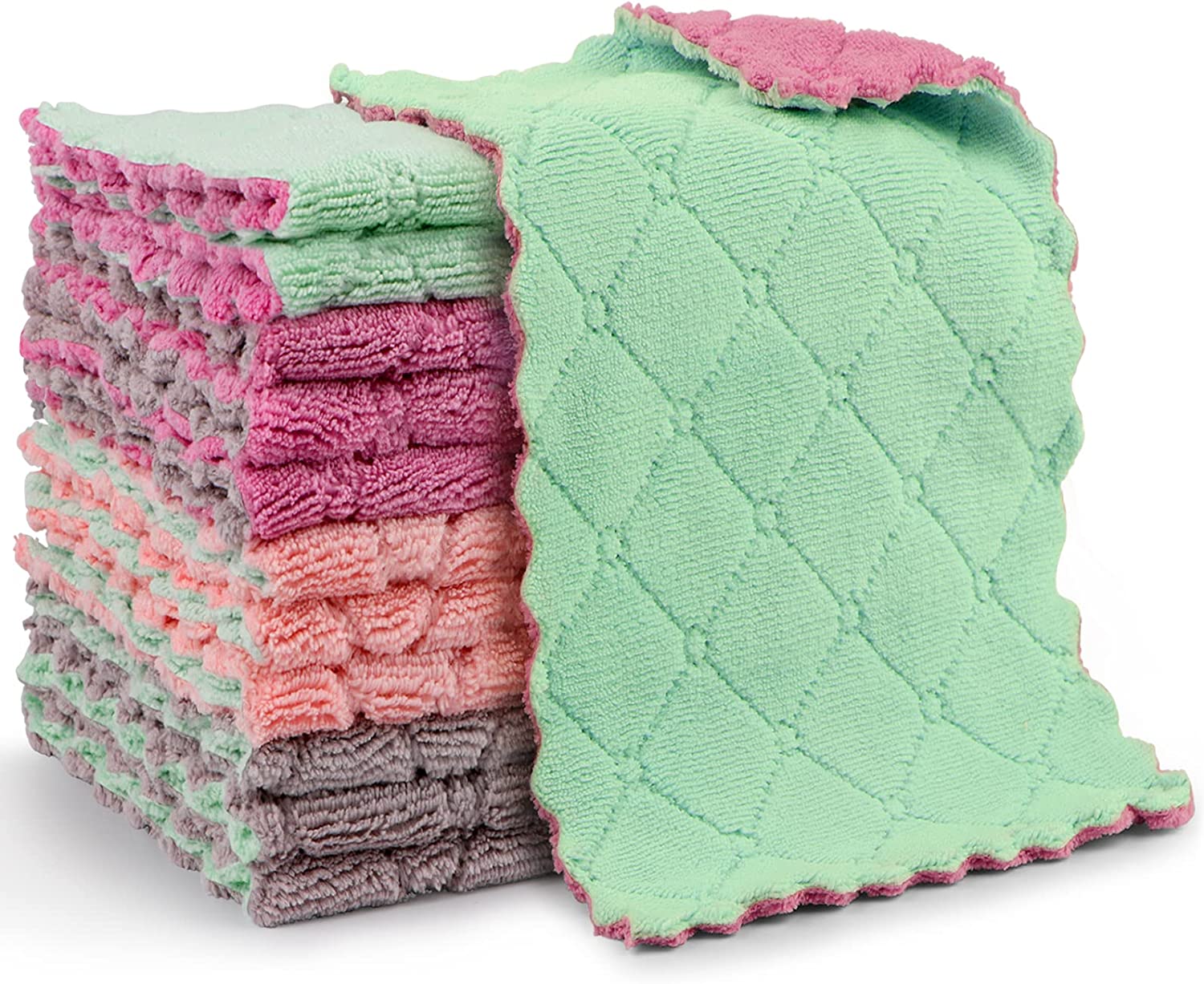 Thick Microfiber Kitchen Cleaning Towel, High Water Absorbent, Household Tableware Wiping Cloth