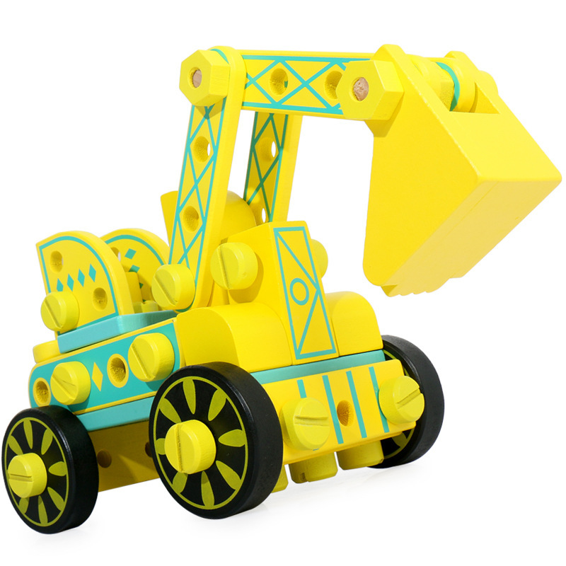 DIY Wooden Car Toys Educational Construction Engineering Building Blocks Set Engineering Truck Educational Puzzles for Kids