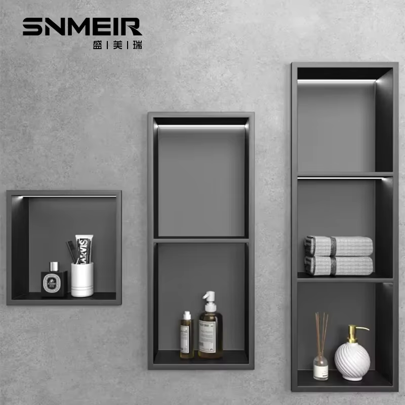 New Design Home Bathroom Waterproof Recessed Shower Wall Niche Custom Multiple Color Wall Mounted Built-in Bathroom Cabinets
