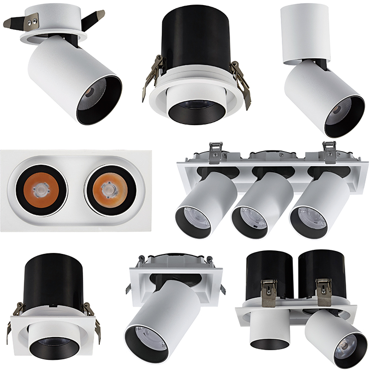 RONSE 25W High-end Shop Lighting Project Uses Flexible Cob Led Grille Light Free Expansion Retractile Ceiling Down Light