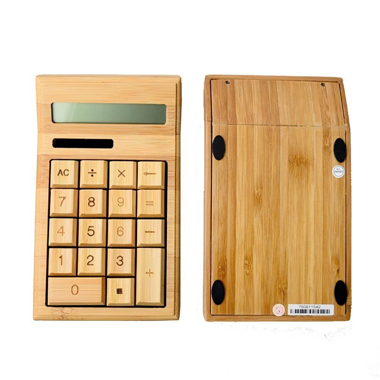 Bamboo Electronic Calculator Counter Standard Function 12 Digits Solar & Battery Dual Powered for Office School