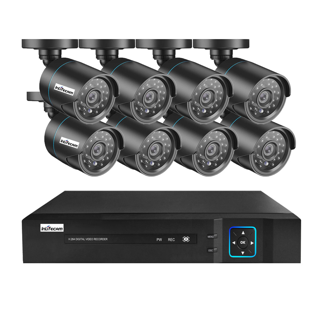 8 каналов 1080P HD DVR комплект системы видеонаблюдения 8 шт. 2 Мп ИК наружная Водонепроницаемая AHD камера P2P комплект видеонаблюдения