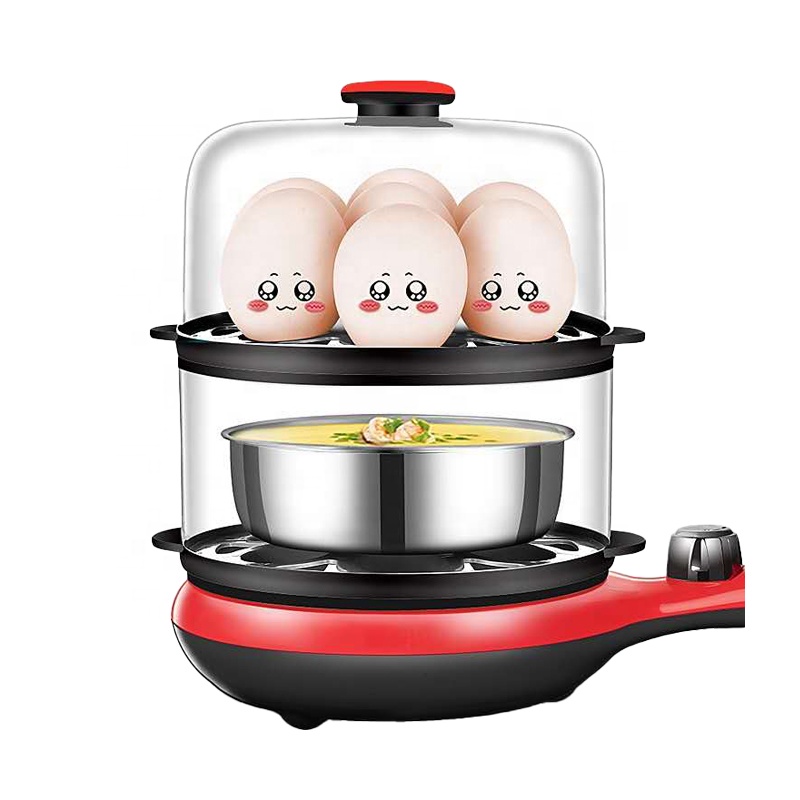 Breakfast Food 3 in 1 Multifunctional Stainless Steel Portable Electric Automatic Double Layer Egg Boiler