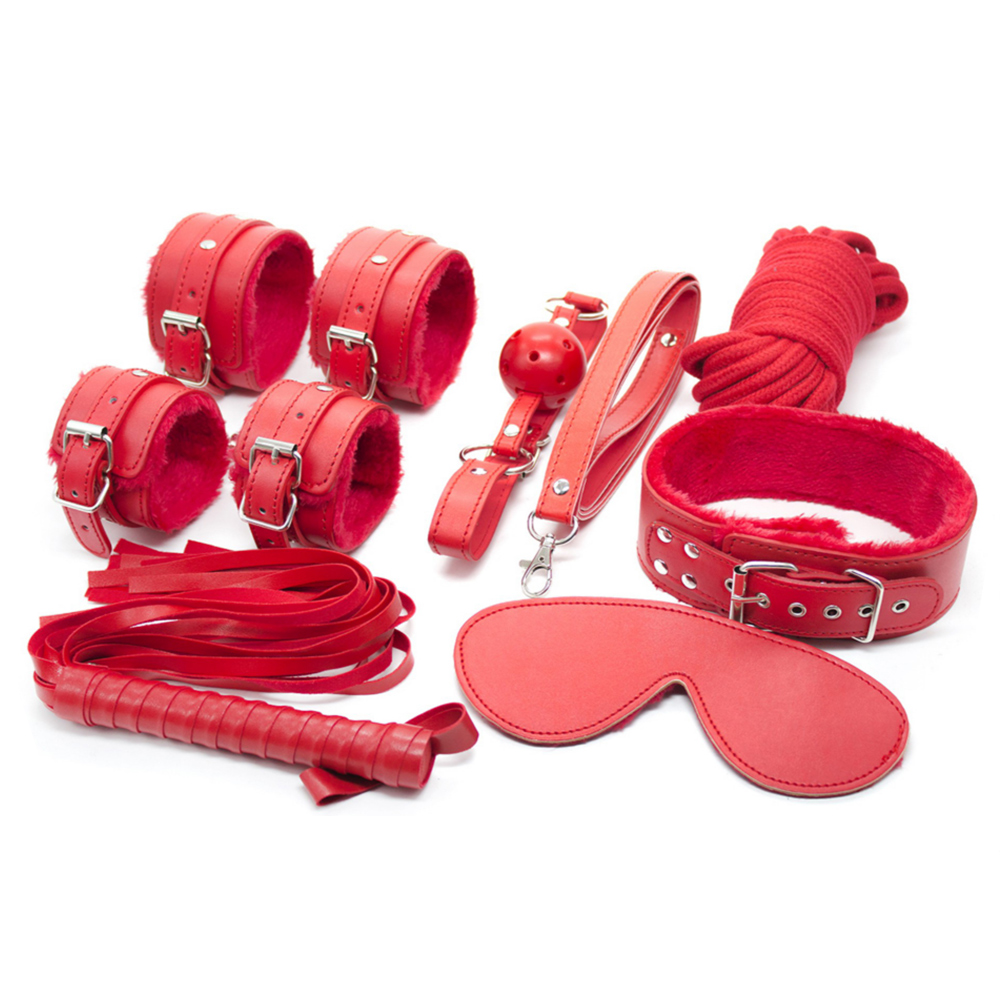 Quantum's latest SM rubber sleeve cotton rope mouth plug PU fur plush handcuffs slave game products/women sex toys