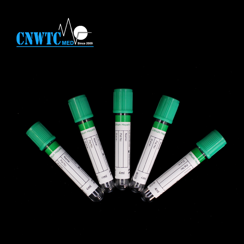 Medical Heaparin Lithium Sodium PET or Glass material Vacuum Blood Collection Tube