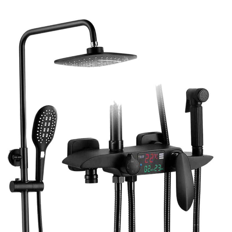 Shower System Bathroom Wall Mount Smart Thermostatic Shower Set Smart Thermostatic Bath Faucet SPA Rainfall LED Torneira
