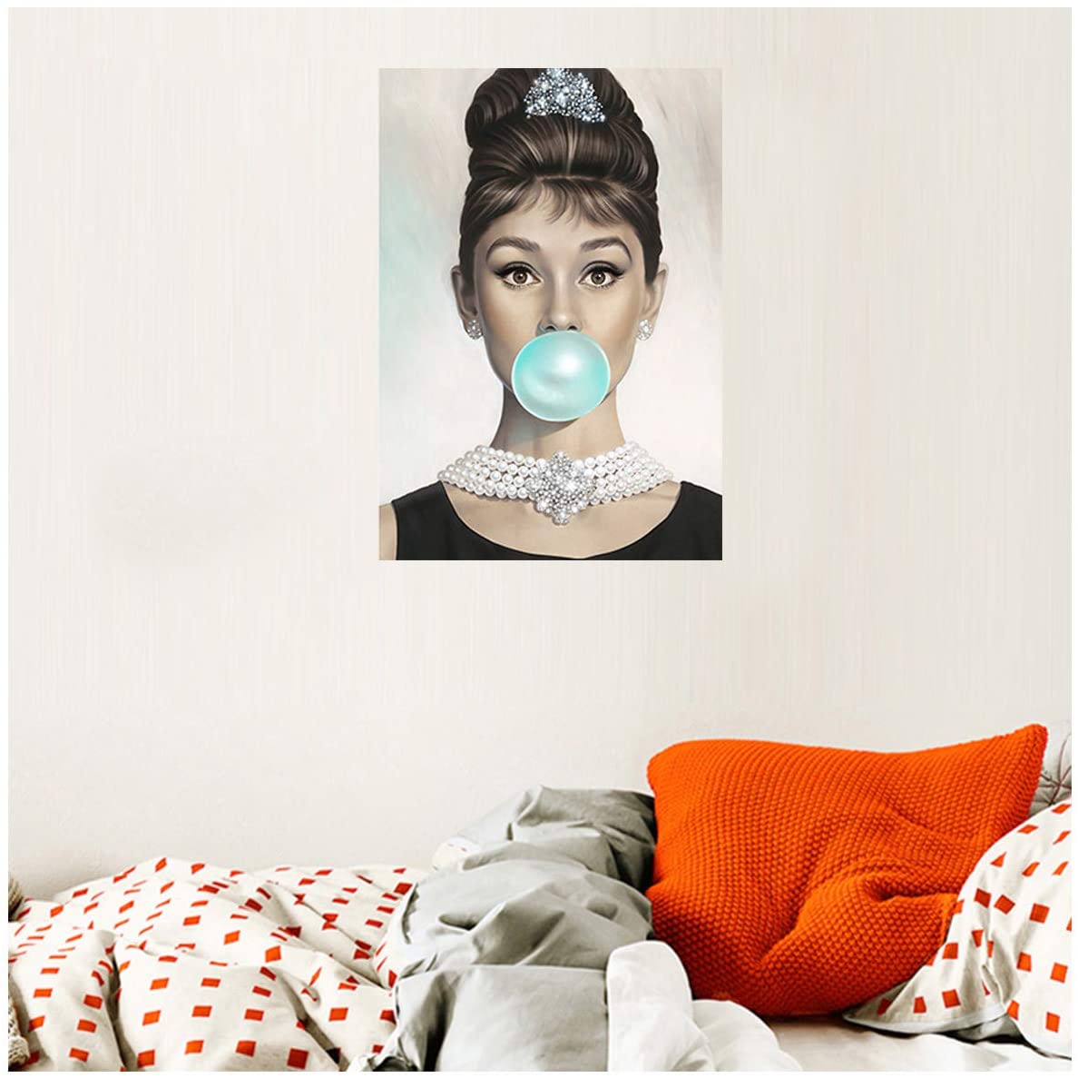 ZOOYA Van Eyck Audrey Hepburn Tiffany Blue Bubble Gum Canvas Poster Art de pared para decoracion de dormitorio, decoracion