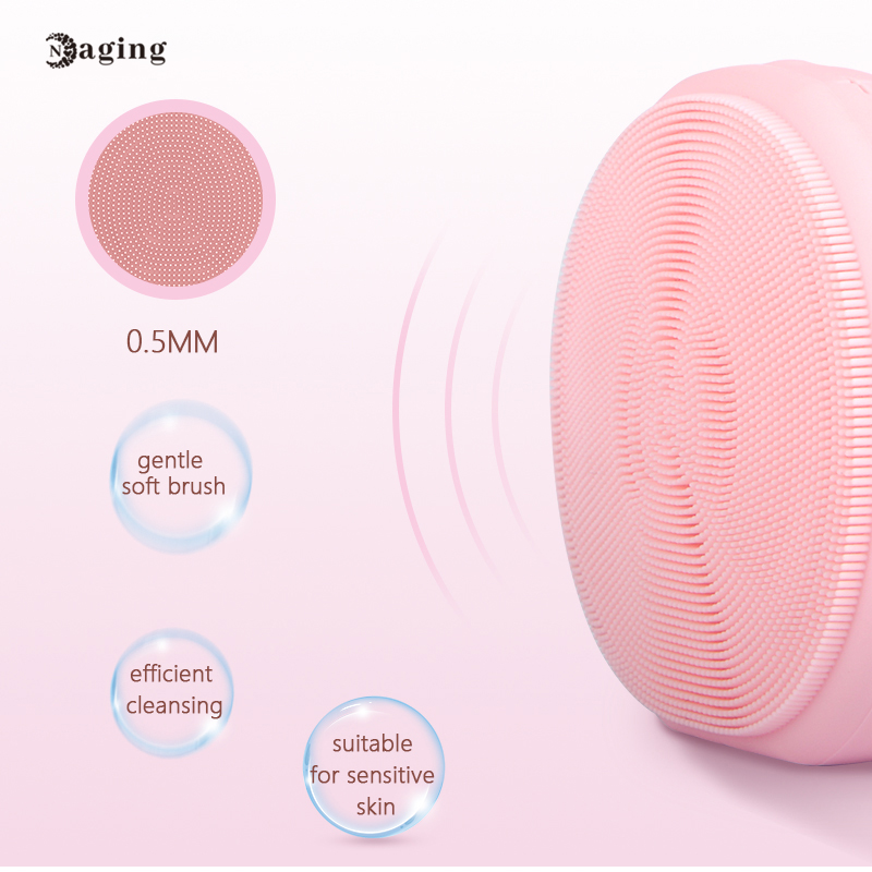 waterproof USB Charging 45 Celsius warm sonic silicone Facial Cleansing Beauty Device for acne