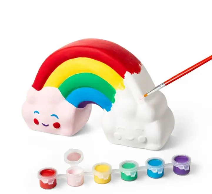 Plaster rainbow painted white blank Graffiti action figure doll painted ceramic DIY children's toy