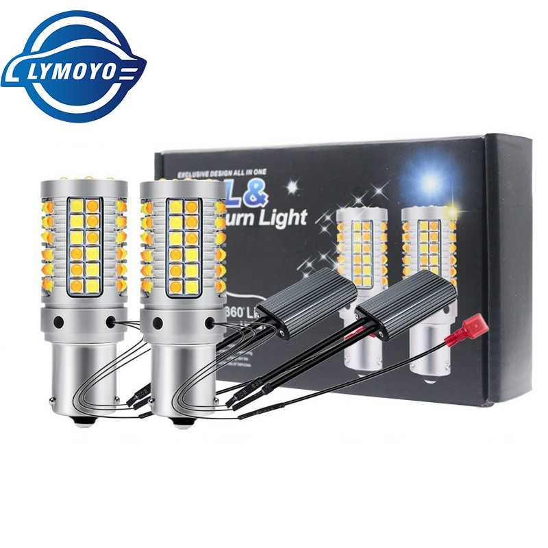 DRL p21w py21w T20 W21W 7440 69LED Bau15s ba15s Canbus DRL ходовые огни и указатели поворота двойной режим DRL LED все в одном