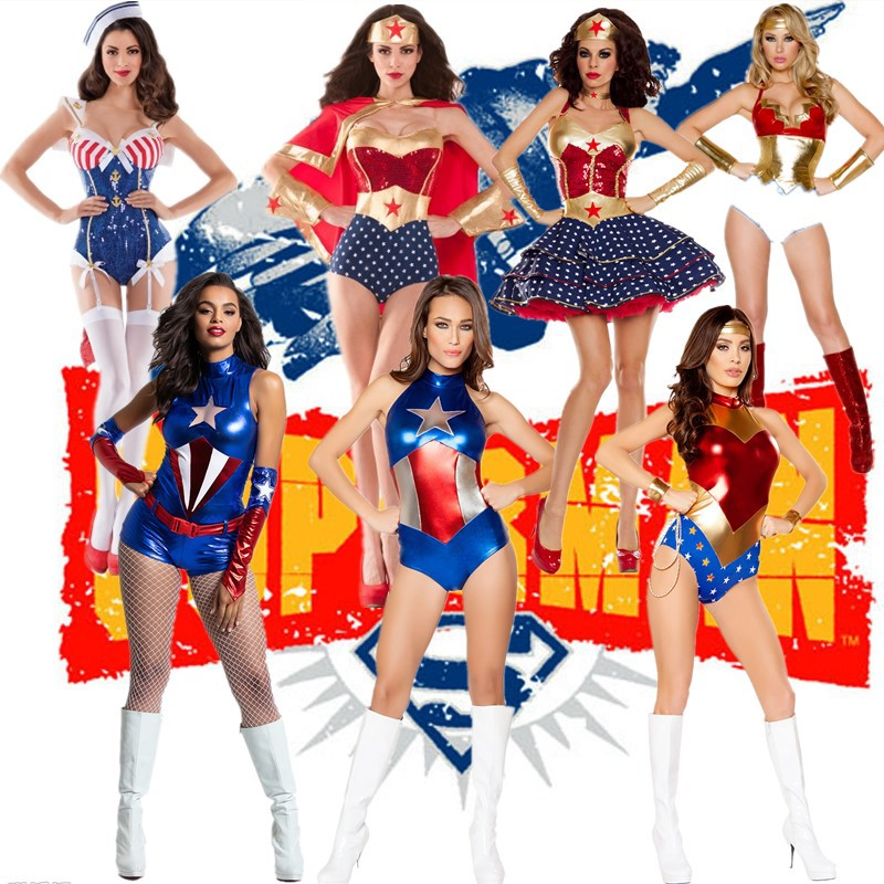 Halloween Sexy Costume Party Supergirl Captain Wonder Woman Costume COSPLAY