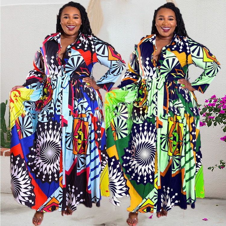 2021 Ladies Designs Skirt Print Boubou African Women Casual Dress African Dress