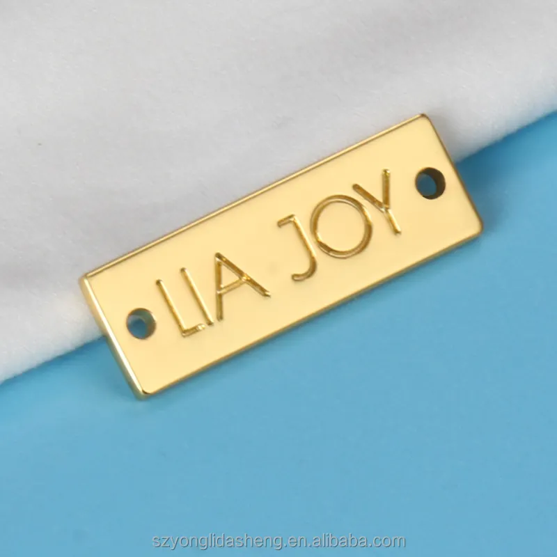 Factory Price Gold Style Custom Print Engraved Logo Garment Tag Metal Label For Handbag Name Brand Charm Clothing Label Tag