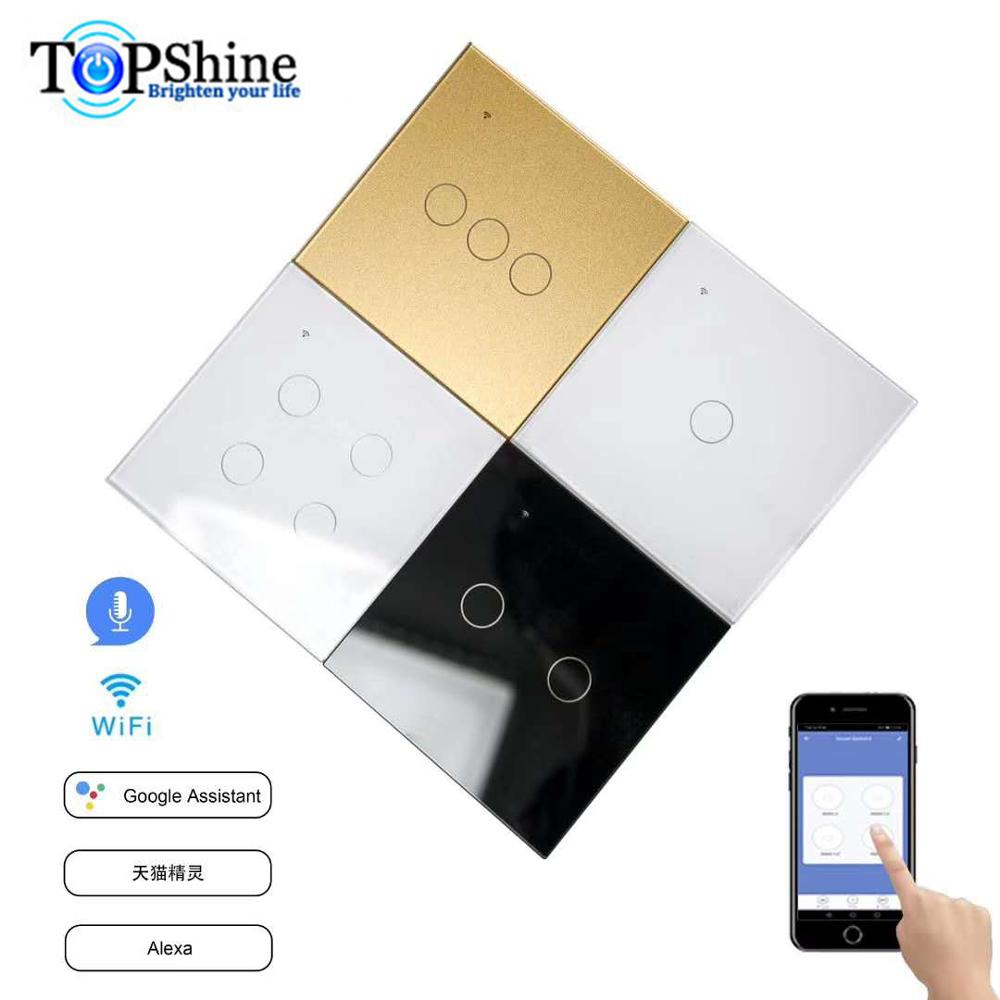Умный сенсорный выключатель Topshine Zigbee, настенный выключатель с голосовым управлением, с поддержкой Wi-Fi, 1 на 8 клавиш, стандарт EU/UK/US