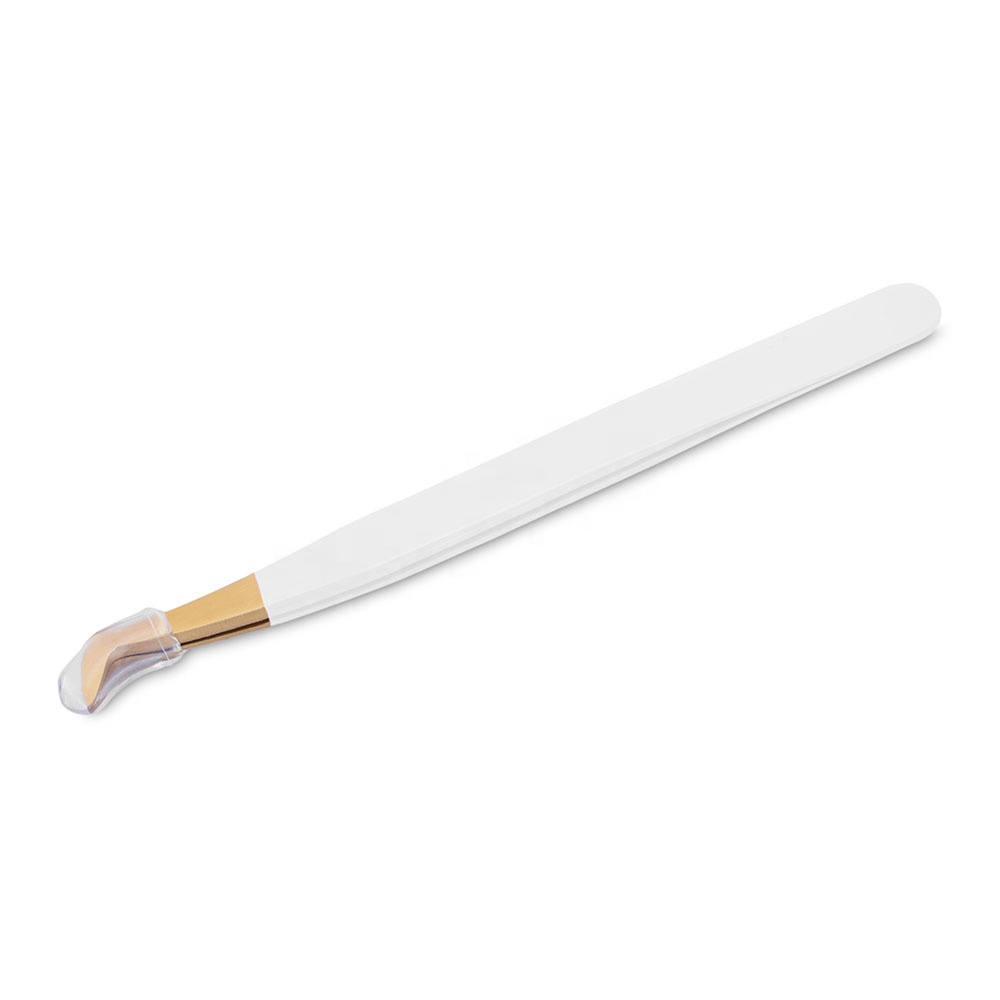 Custom Logo Eyelash Tweezers, Beauty Supplies Private Label Tweezers Eyelash Extension white color gold tip tweezers