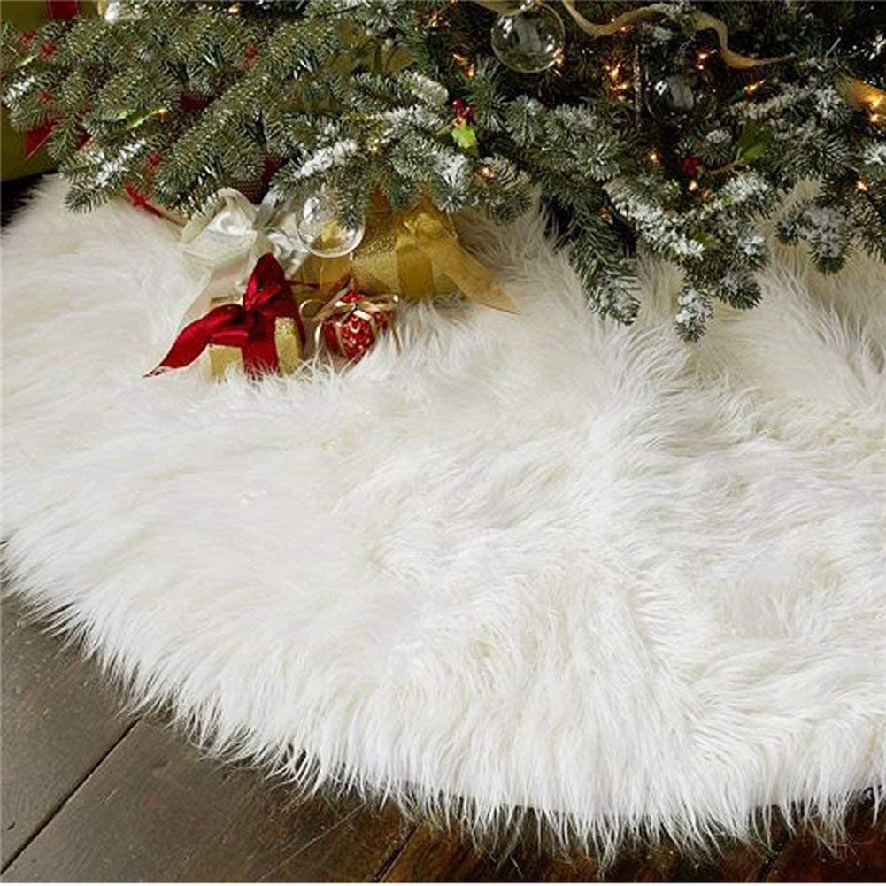Christmas Tree Plush Skirt Decoration for Merry Christmas Party Faux Fur Christmas Tree Skirt Decorations