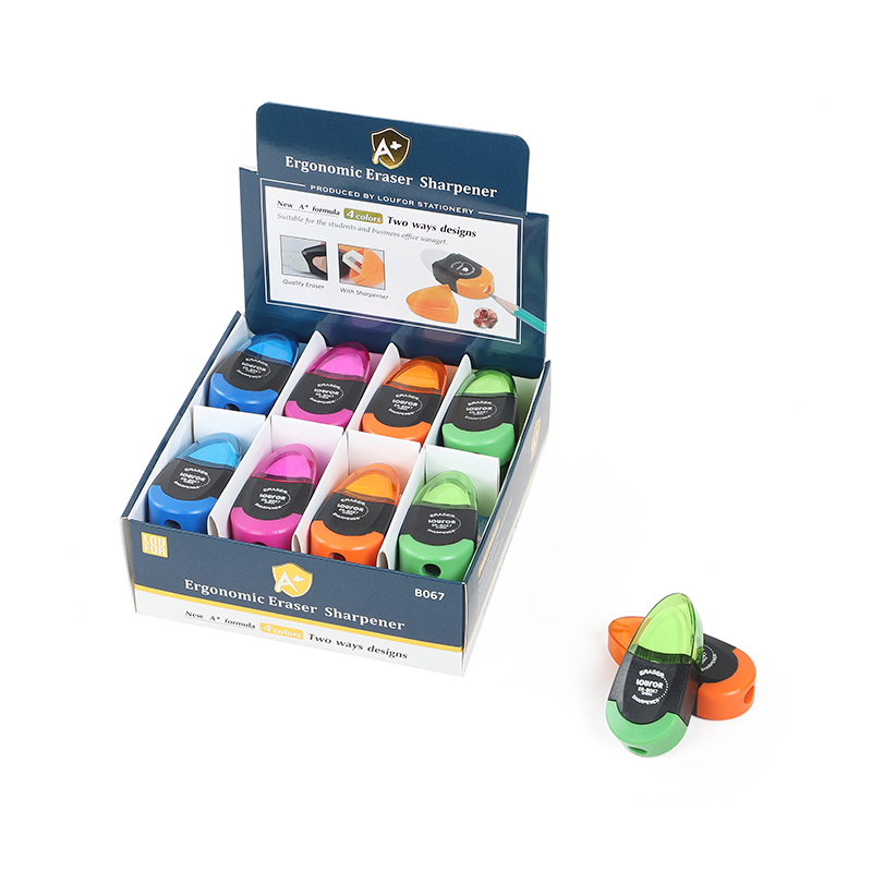 Functional eraser with pencil sharpener