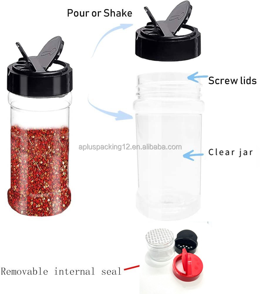 55* 106 Mm 6 Oz 180 Ml Round Plastic Spice Herb Powder Shaker Clear Plastic Spice Jar Clear Airtight Plastic Jars