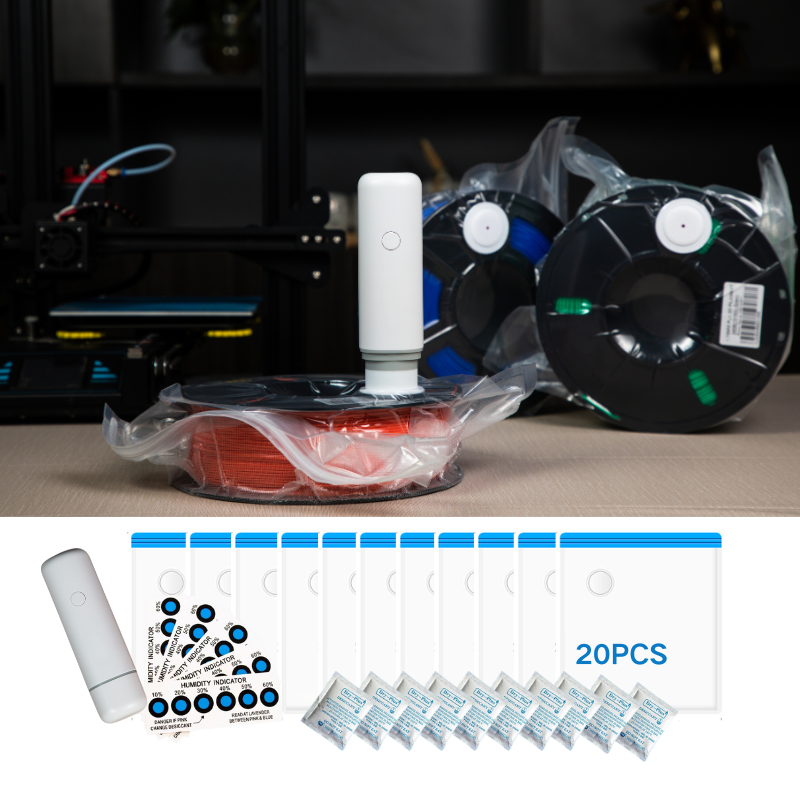 For Filament Making Machine Pla 3d Printer Filaments Storage Bags Kit with Mini USB Pump Keep Filament Clean and Dry 20pcs