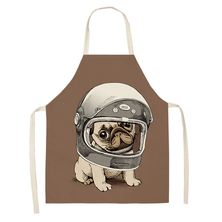 Lovely Dog Printed Custom Logo Kitchen Woman Brown Apron