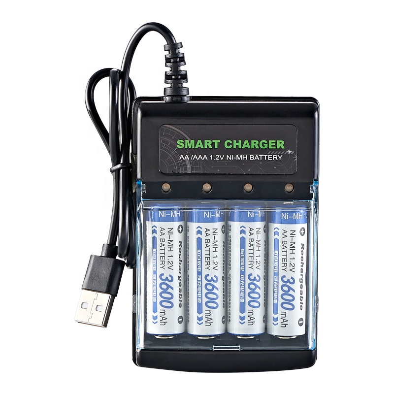 USB Charger Cable DC to DC Black 1.2V New Wholesale 4 Slots AA AAA Battery Charger