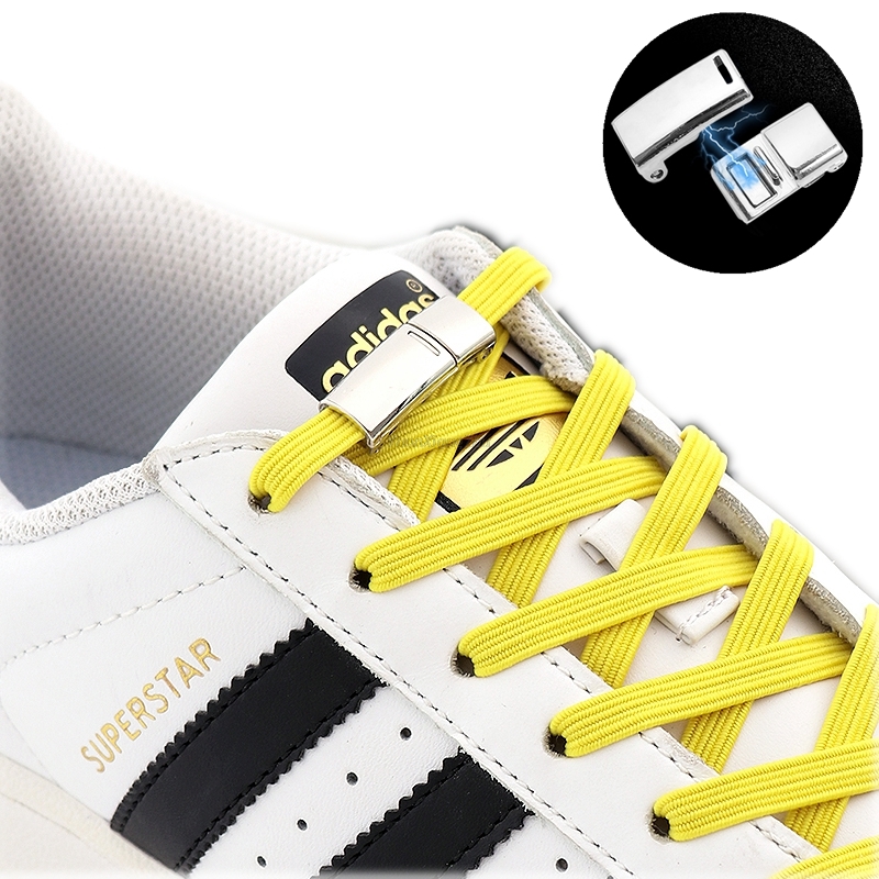 2021 New Flat Kids Adult Magnetic Lock Shoelaces Elastic No tie Shoe laces Sneakers Shoelace Magnet Lazy Laces