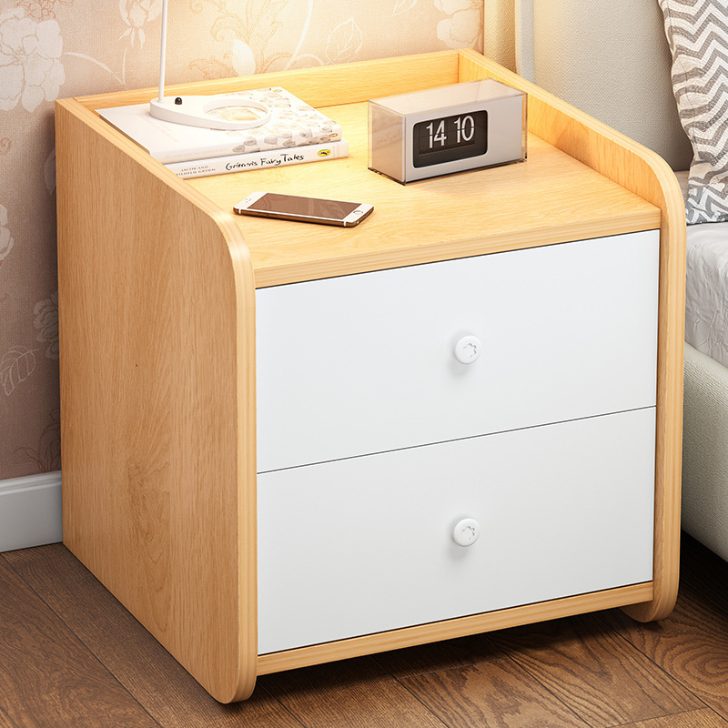Simple Modern Style Bedside Table Small Storage Nightstand Anti-Collision Night Stands with Drawers for Bedroom