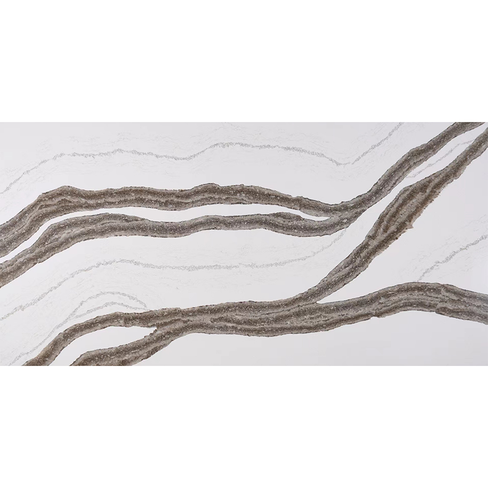 Eric Flow Artificial Calacatta Quartz Slab Kitchen Countertops White Quartz Stone with Brown Vien for Kitchen Countertop Worktop