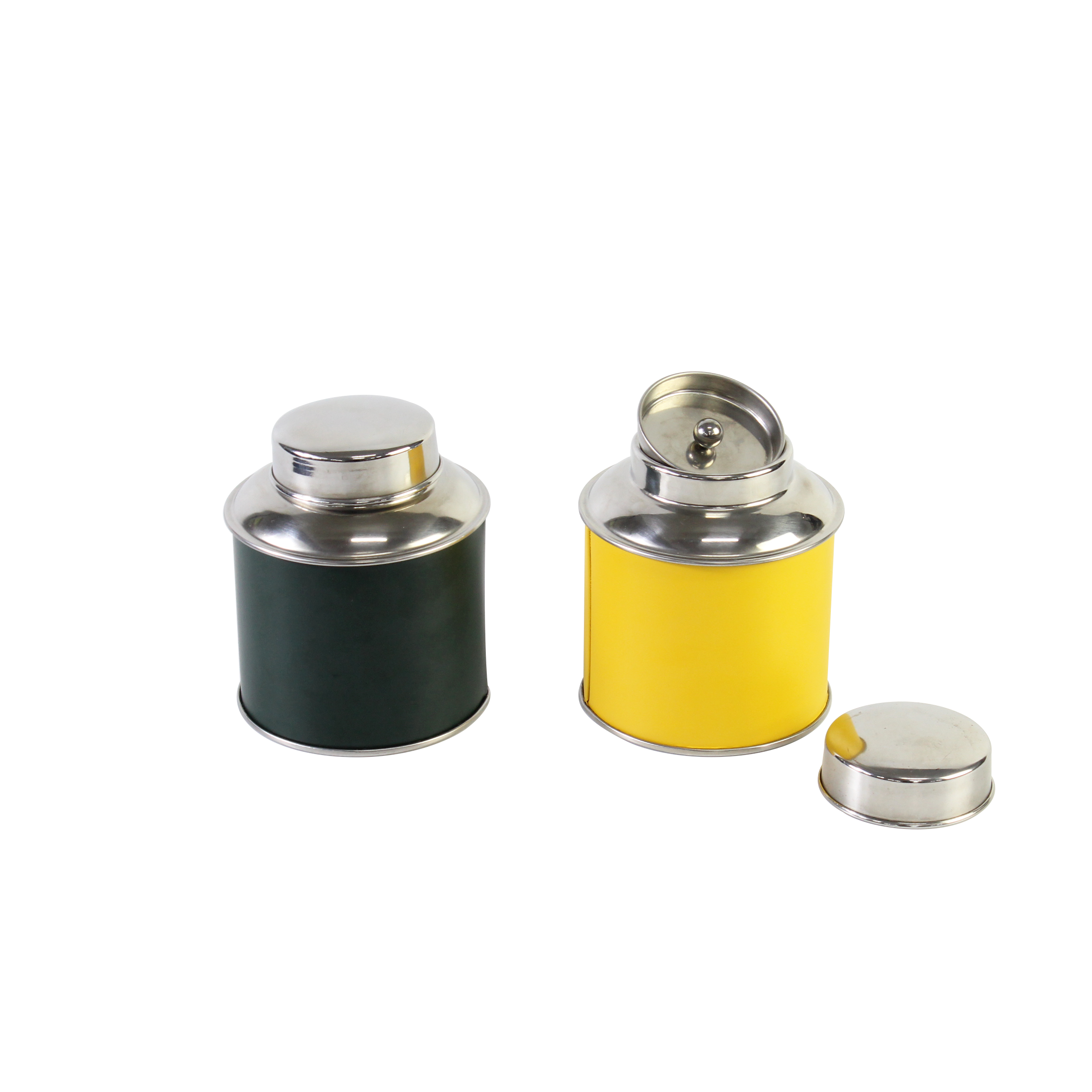 manufacturer 430 stainless steel airtight tea jar 640ml round tea storage can kitchen decorative metal coffee tea canister
