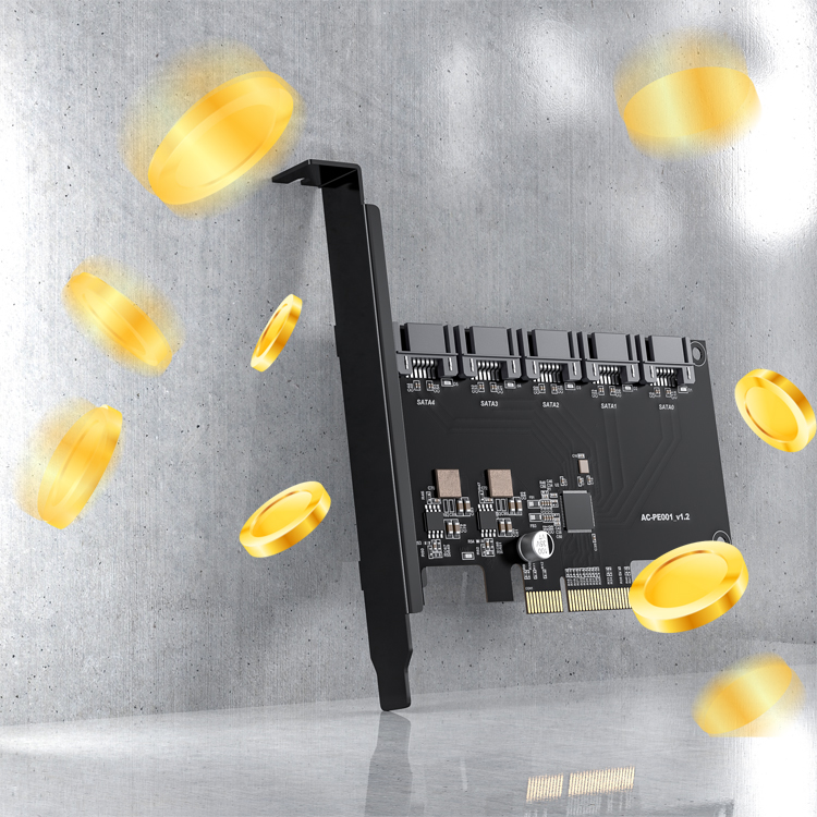 Высокоэффективный PCIE X4 до 5CH SATA3.0 до 80 ТБ встроенный диск для передачи данных, аксессуары для майнинга блокнота, док-станция для жесткого диска