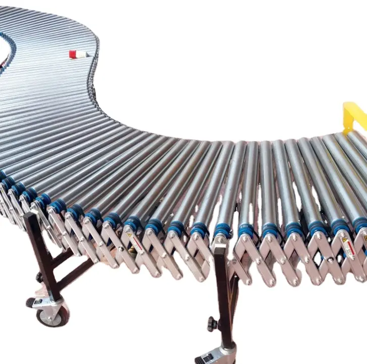 Flexible Roller Conveyor Portable Powered Flexible Roller Conveyor With Mobile Caster Goods Transfer