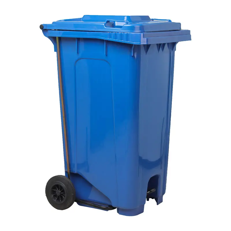 240L Plastic Trash Can Foot Pedal Type Dustbin Mobile Waste Container Hand Free Garbage Bin Rubbish Sorting