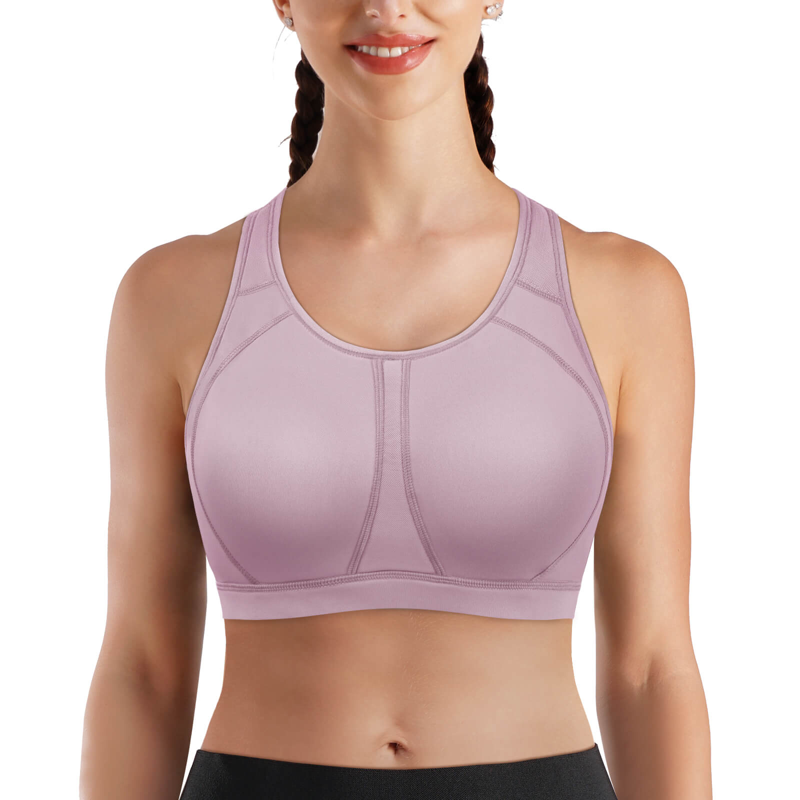 Custom Plus size Seamless Support Padded Full Cup High Impact Wirefree Yoga Sport Bra Top Fitness Women Push Up