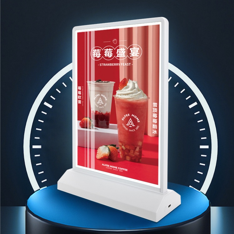 Now most popular indoor desktop LED advertising light box wireless rechargeable battery A4 display lightbox for dining bar