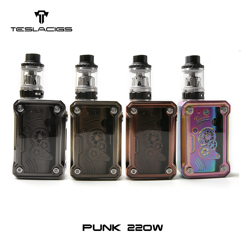 Полный комплект электронной сигареты Tesla PUNK 220W, боксмод в стиле стимпанк