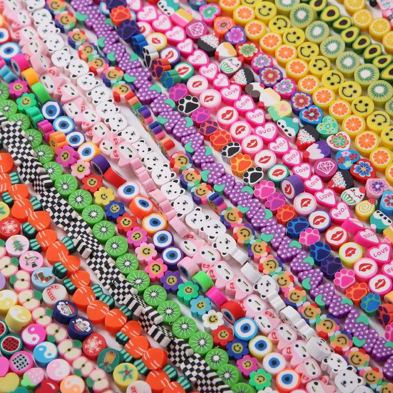 Fruit face ceramic beads 40pcs/stand 10mm flower beads DIY soft clay beads