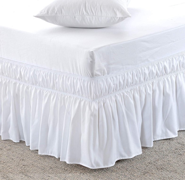 Around Bed Skirt Easy On Easy Off Dust Ruffle Polyester/Microfiber Wrap Around Elastic Three Fabric