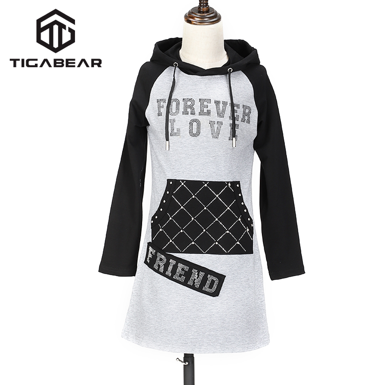 Большой карман длинные oversize Толстовка Футболка для детей девочек