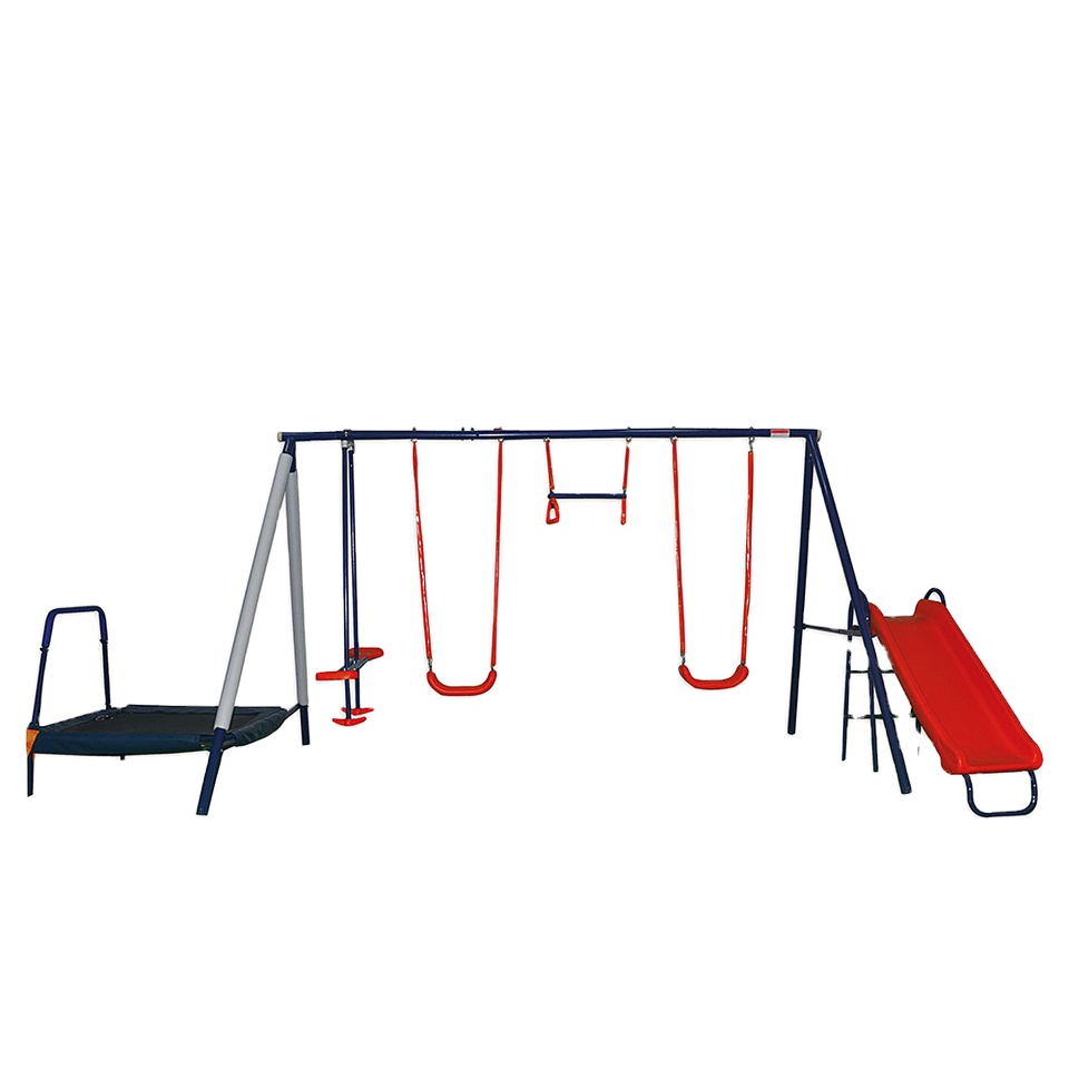 Kanglaibao garden swing kids slide and swing set with trampoline for outdoor playground