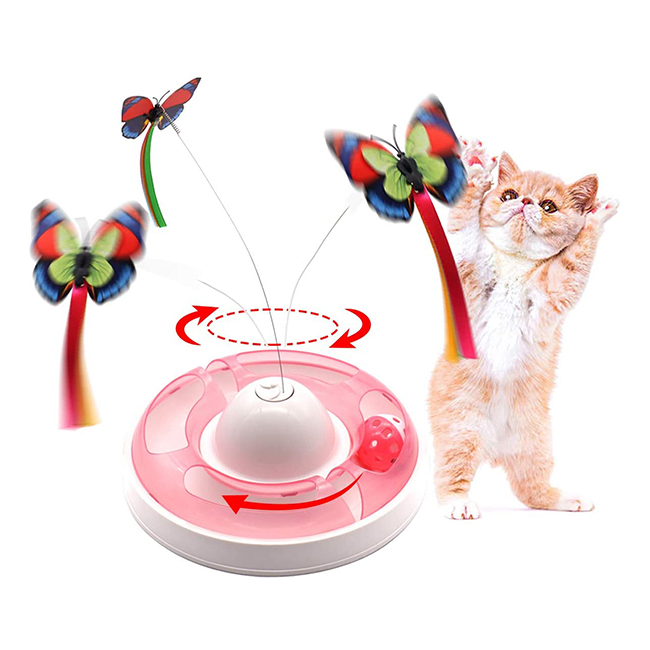Popular Design Maze Laser Realistic Butterfly Interactive Set Roller And Hunting Ball Track Cat Bug Toy