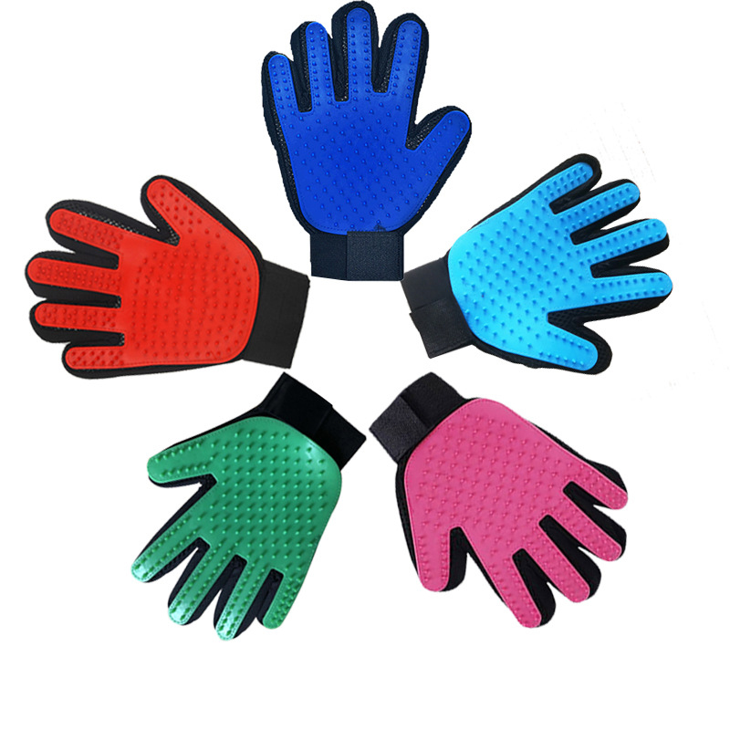 Enhanced Five Finger Design Efficient Pet Hair Remover Mitt Gentle Deshedding Brush Pet Grooming Glove